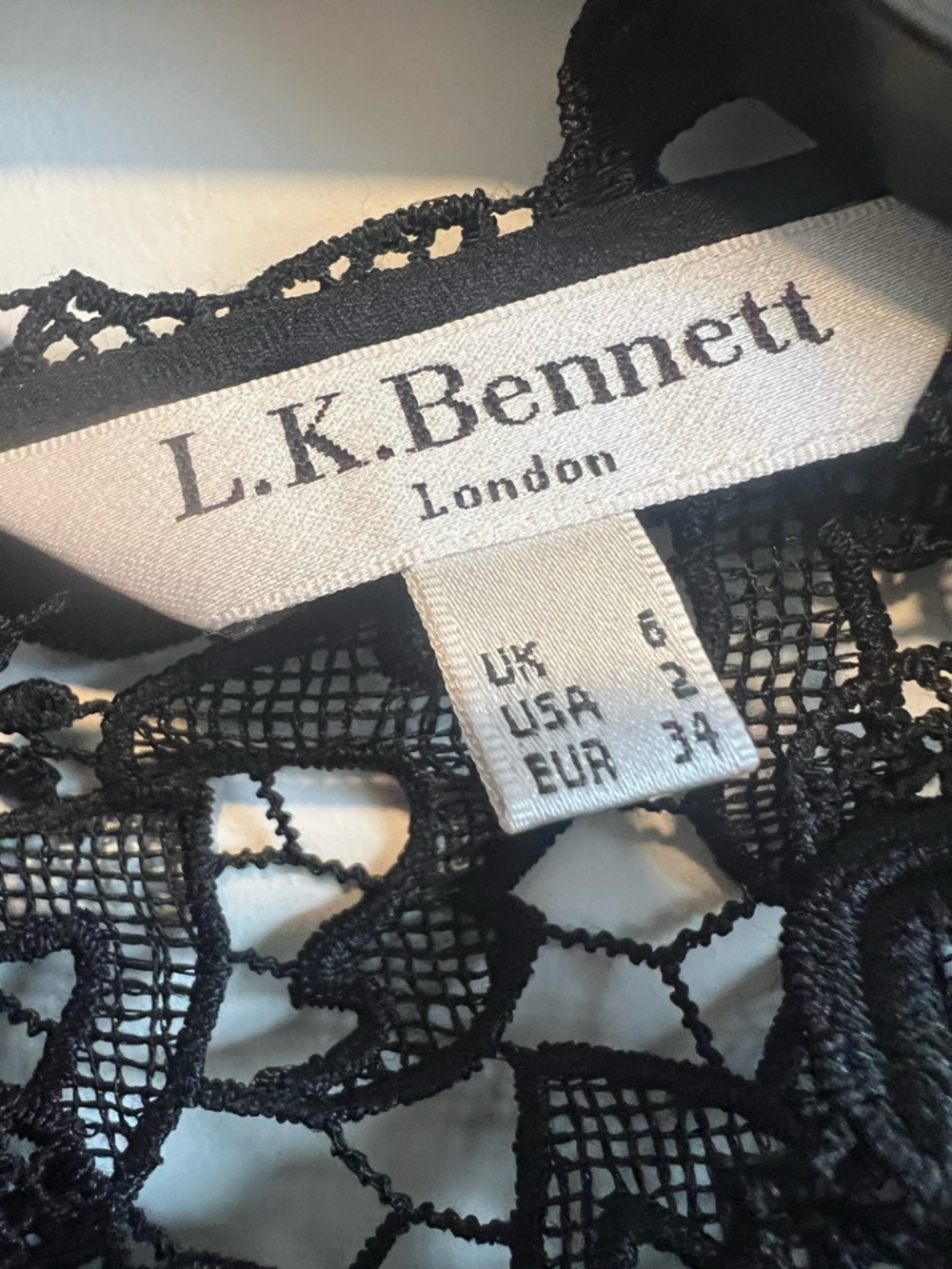 L.K. Bennett Black Floral Lace Short Sleeve Dress - Picture 8 of 8